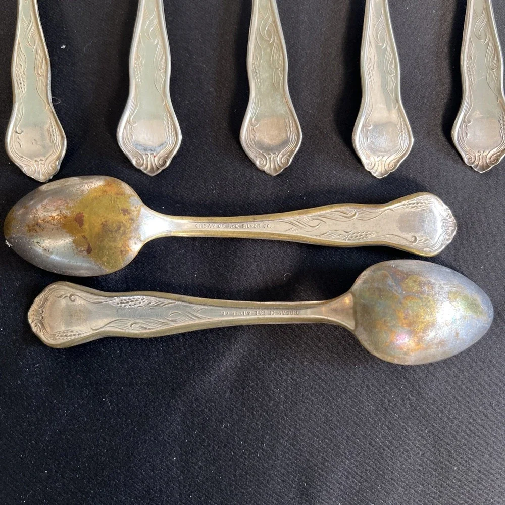 Antique Cream Of Rye Silver Co. Teaspoon - 8 Count‎